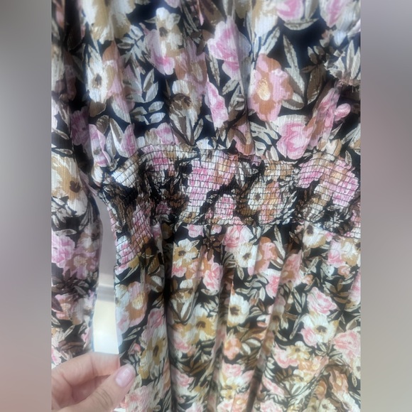Bohme Black and Pink Floral Long Sleeve Dress - Picture 8 of 12